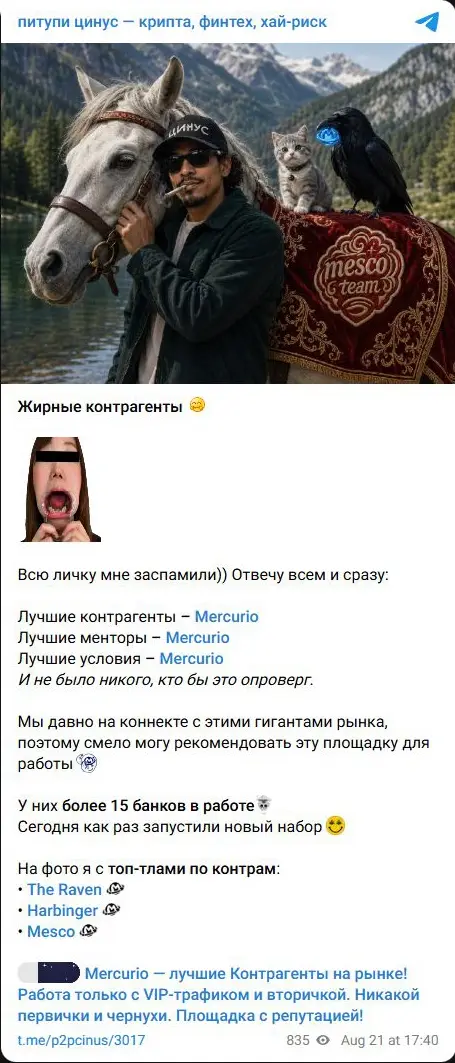 Рекомендация Mercurio и объявление набора