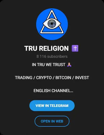 Профиль Telegram-канала TRU RELIGION