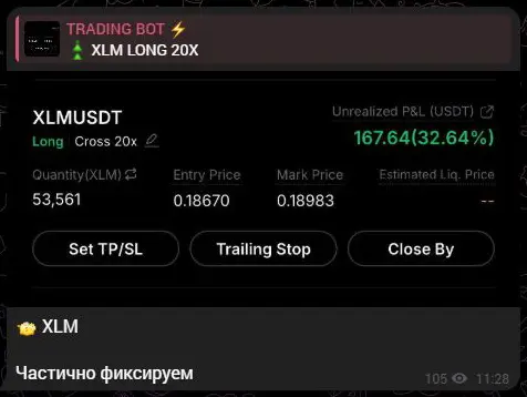 Объявление о частичной фиксации XLM рядом с нереализованным результатом