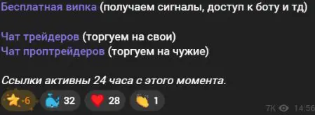 Приглашение в бесплатный VIP и чаты с заявленным сроком действия ссылок двадцать четыре часа