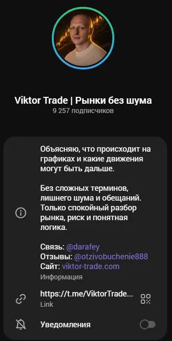 Профиль Viktor Trade с контактом автора и связанным сайтом
