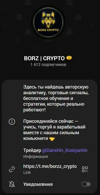 Профиль BORZ CRYPTO с обещанием работающих стратегий